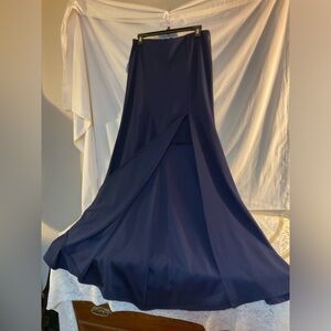 B. Darlin navy blue long skirt front slit short skirt liner size 11/12